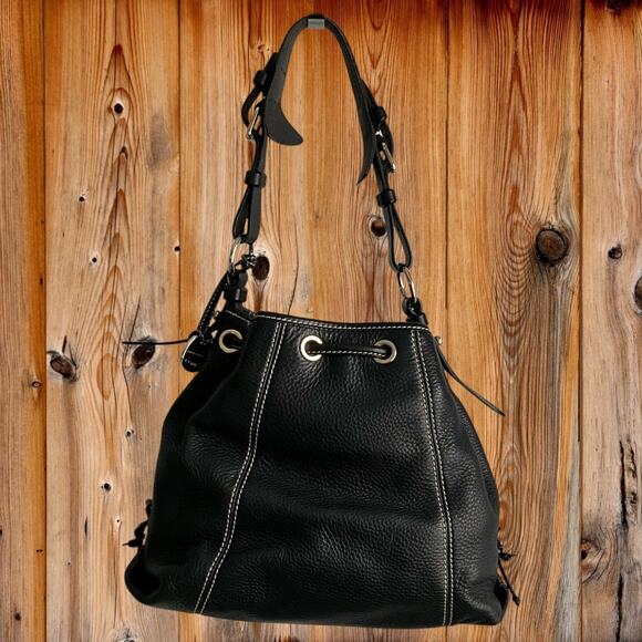 EUC! Dooney & Bourke Small Dumpling Purse in Black Pebbled Leather - Picture 3 of 4